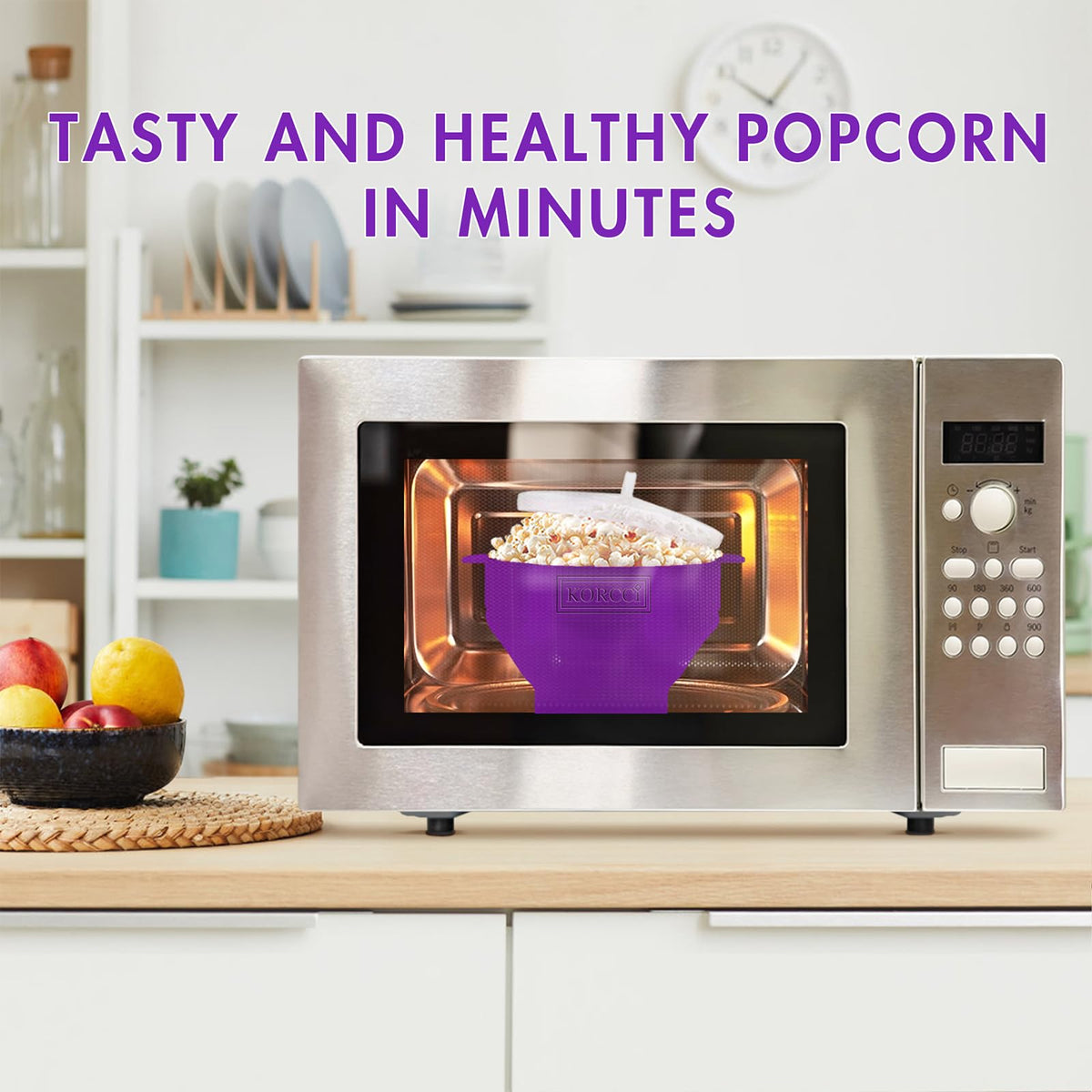 Korcci silicone popcorn bowl dishwasher-safe for easy cleanup