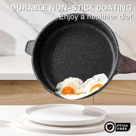 Kordisen 12-inch skillet with wood handle for comfortable grip.