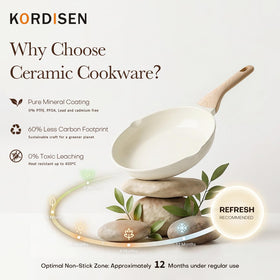 Kordisen 11-inch ceramic pan delivers large-batch cooking with even heat.