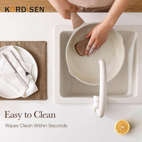 Kordisen pan with dual pour spouts for tidy sauce transfers.