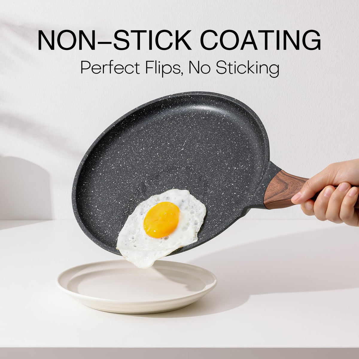Kordisen pan granite coating provides a nonstick surface for clean cooking