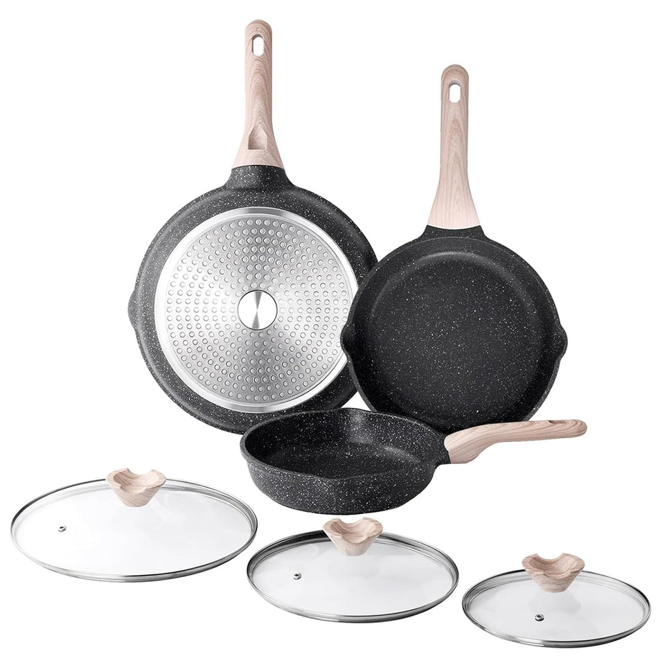 Kordisen 9.5 inch nonstick frying pan with lid for easy, low-oil cooking