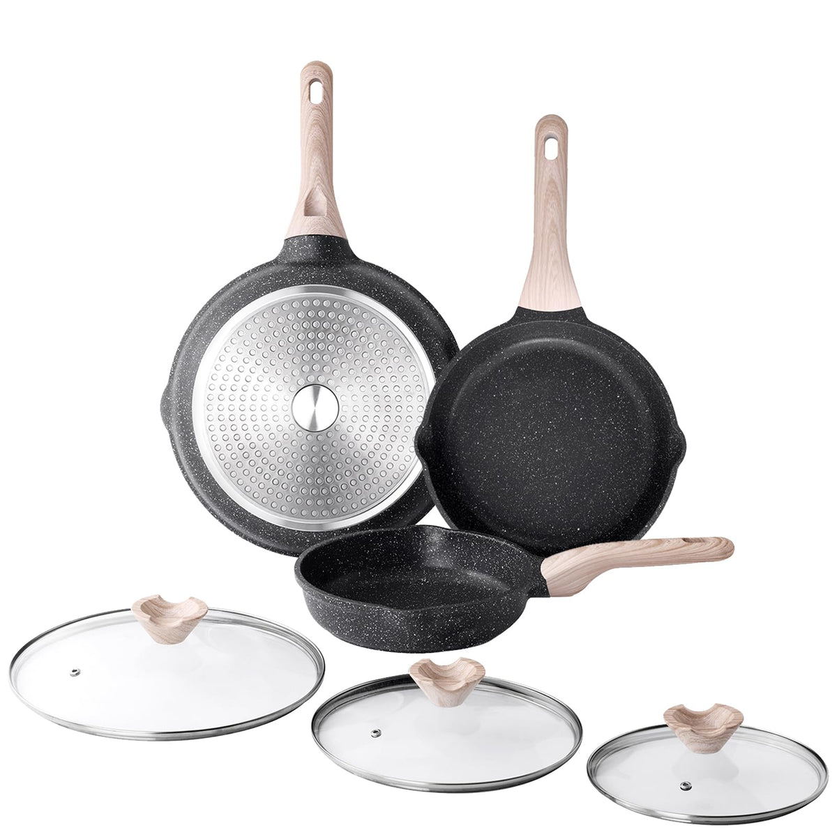 Kordisen eight-inch nonstick frying pan highlighting even heat and minimal oil use