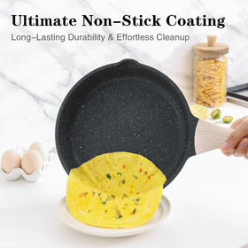 Kordisen nine-point-five-inch nonstick pan close-up showing smooth release