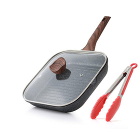 Kordisen nonstick grilling pan with lid promotes easy indoor cooking cleanup