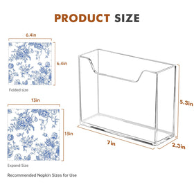 Kordory clear acrylic napkin holder closeup shows crystal transparency for refills.