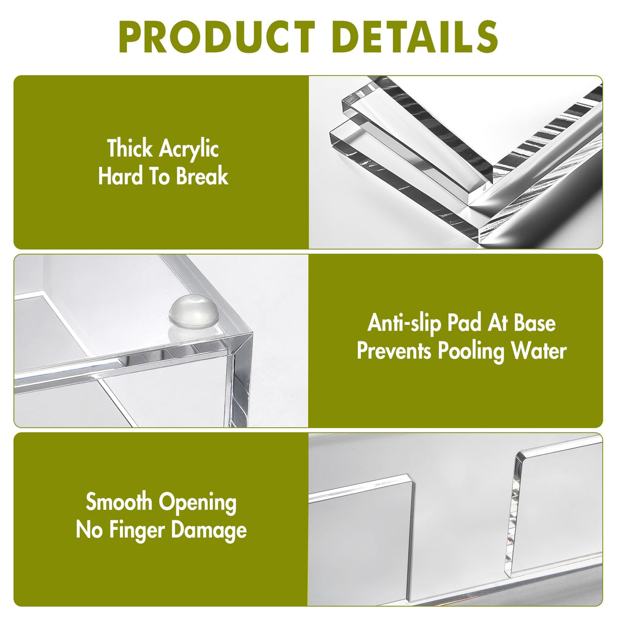Kordory thick acrylic napkin holder adds durability and elegant display.