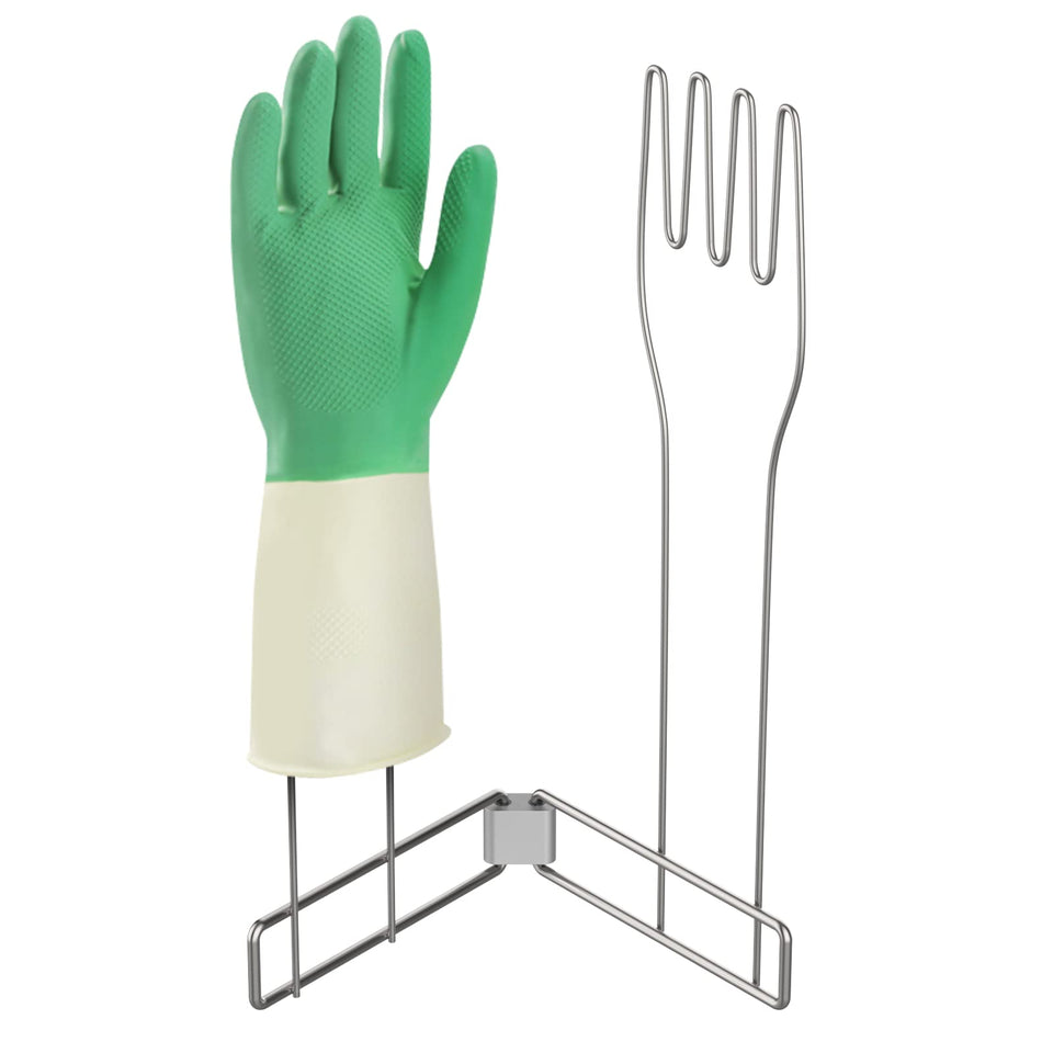 KORRTFID collapsible glove drying rack saving counter space in a busy kitchen