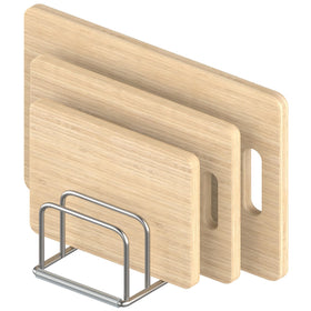 KORRTFID cutting-board organizer stand on countertop with slim design saves space.
