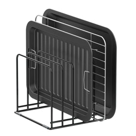KORRTFID five-slot kitchen organizer for tidy pan and board storage.