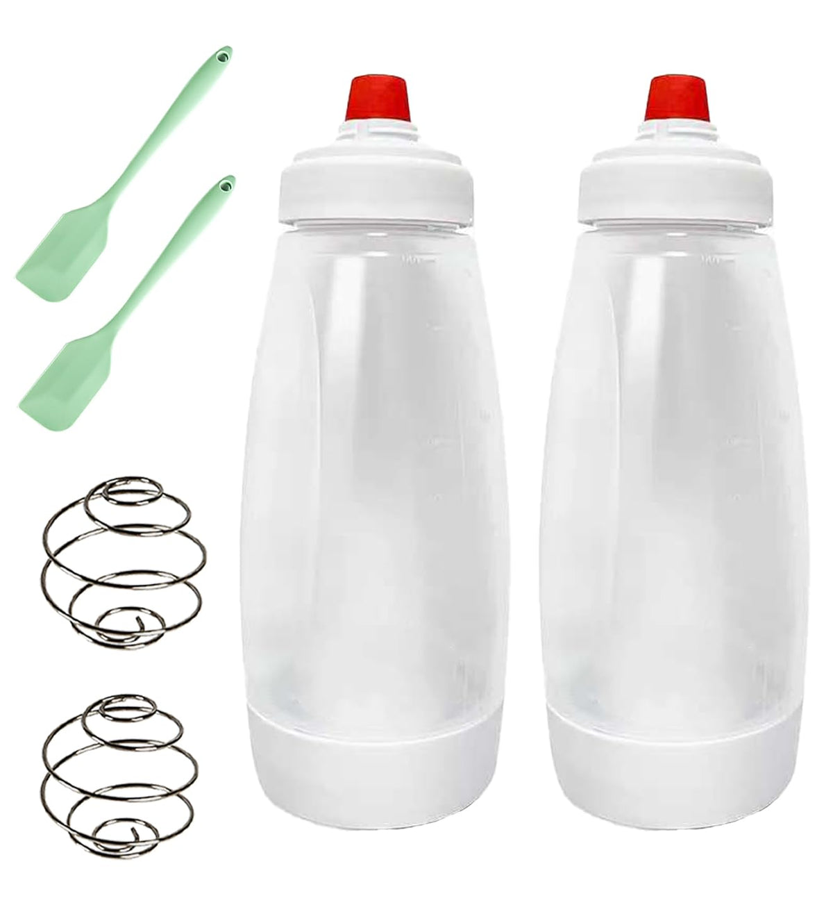 Korvanta batter dispenser with whisk ball shows 1000ml capacity for precise portions.