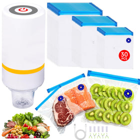 Kosbon 42-piece sous vide kit with bags and clips for quick sealing.