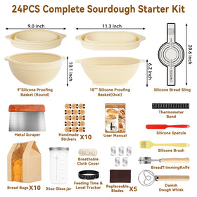 KOSBON 10-inch oval silicone banneton for generous proofing space.