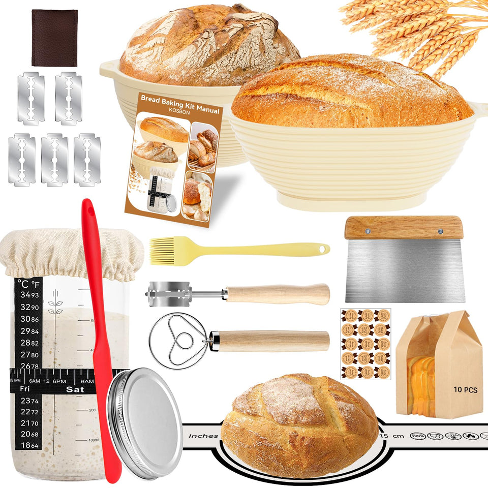 KOSBON sourdough starter kit collection, ideal for beginners to start baking.