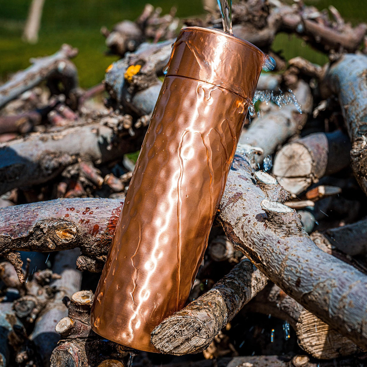 Kosdeg copper bottle in gym bag ready for workouts and rehydration.