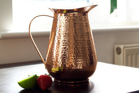 Kosdeg pure copper water pitcher close-up highlighting hammered texture