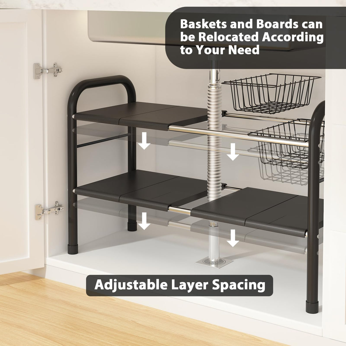 KOSIWU removable baskets for customizable cabinet storage