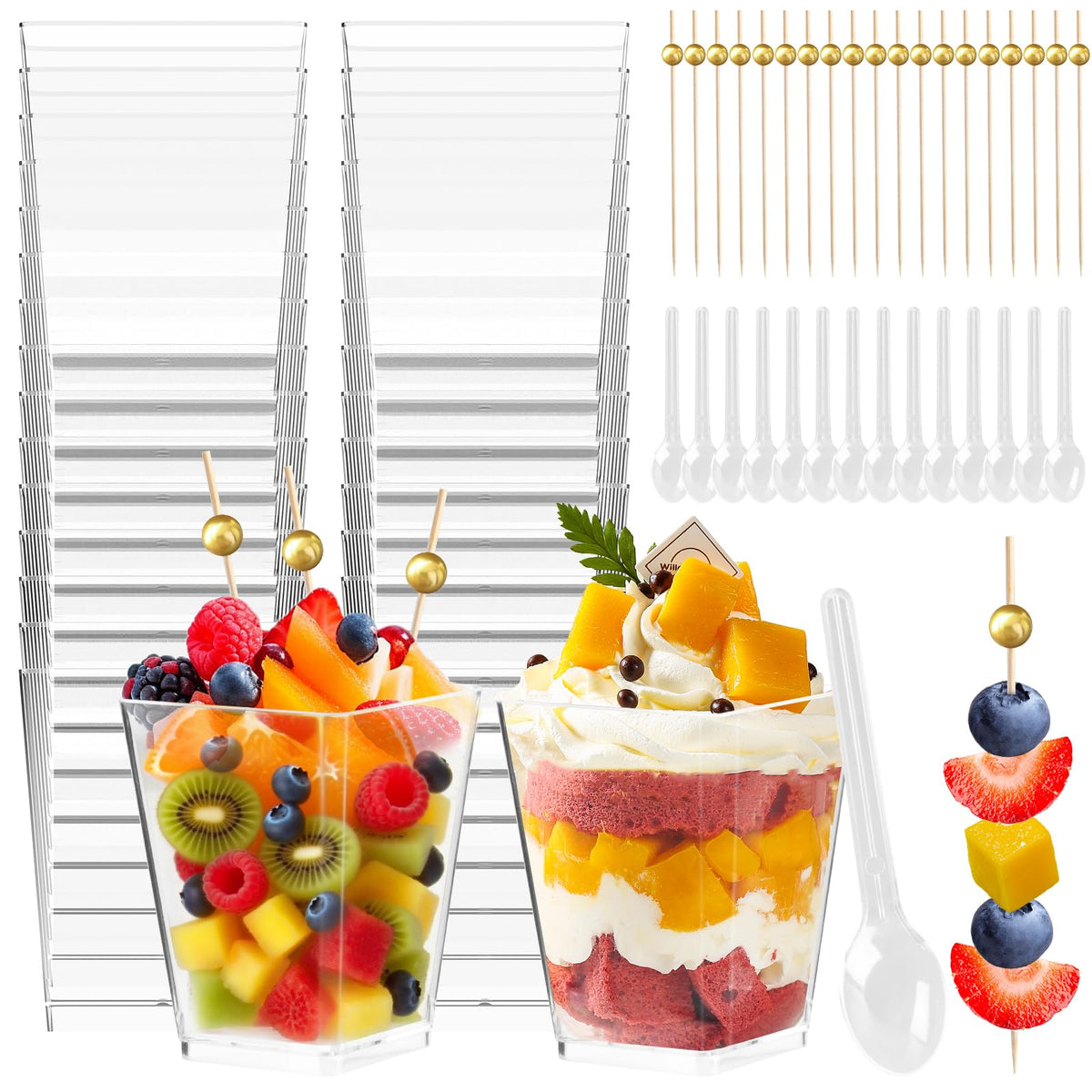 Kosotody 5oz dessert cups with spoons for easy party servings