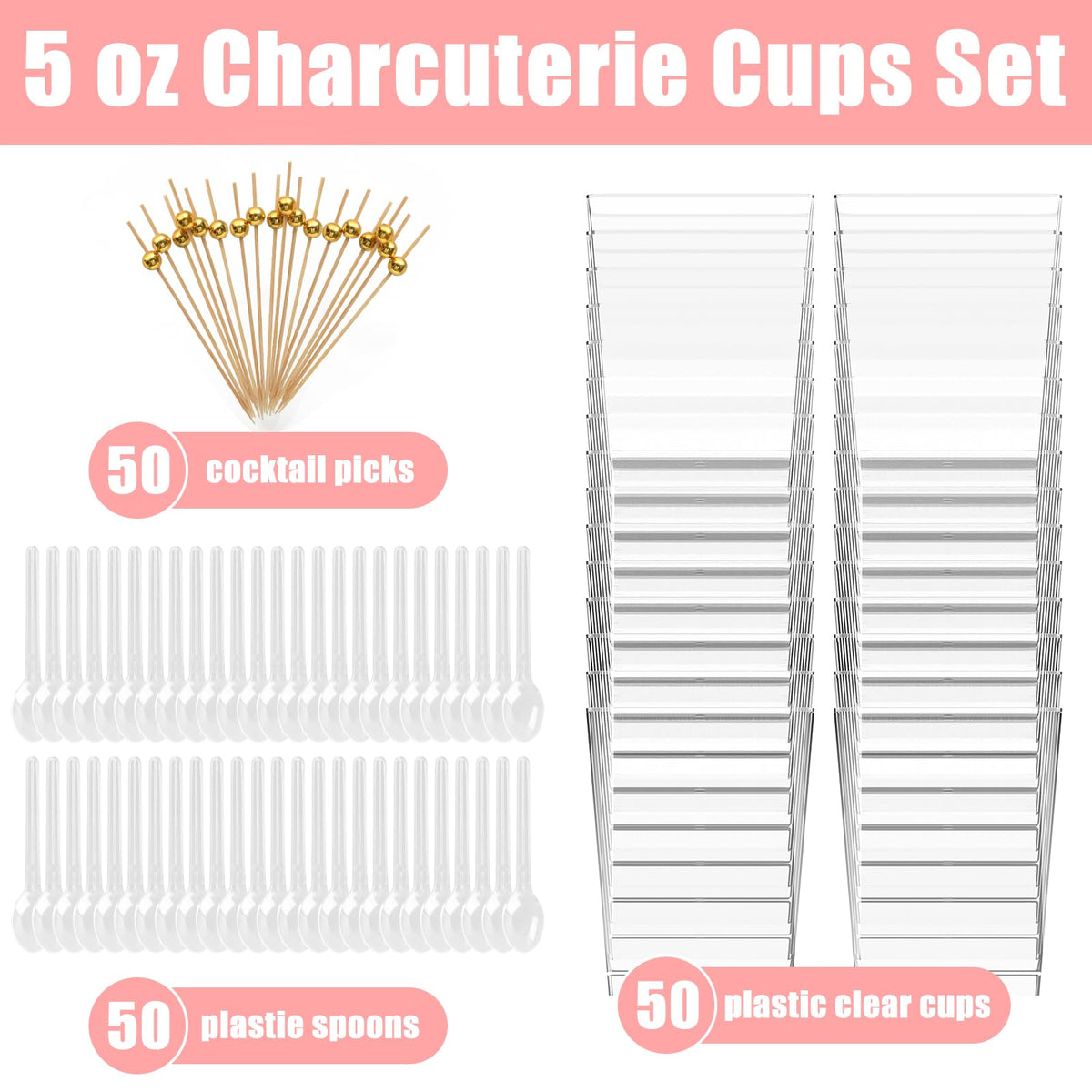 Kosotody square clear appetizer cups for charcuterie and desserts