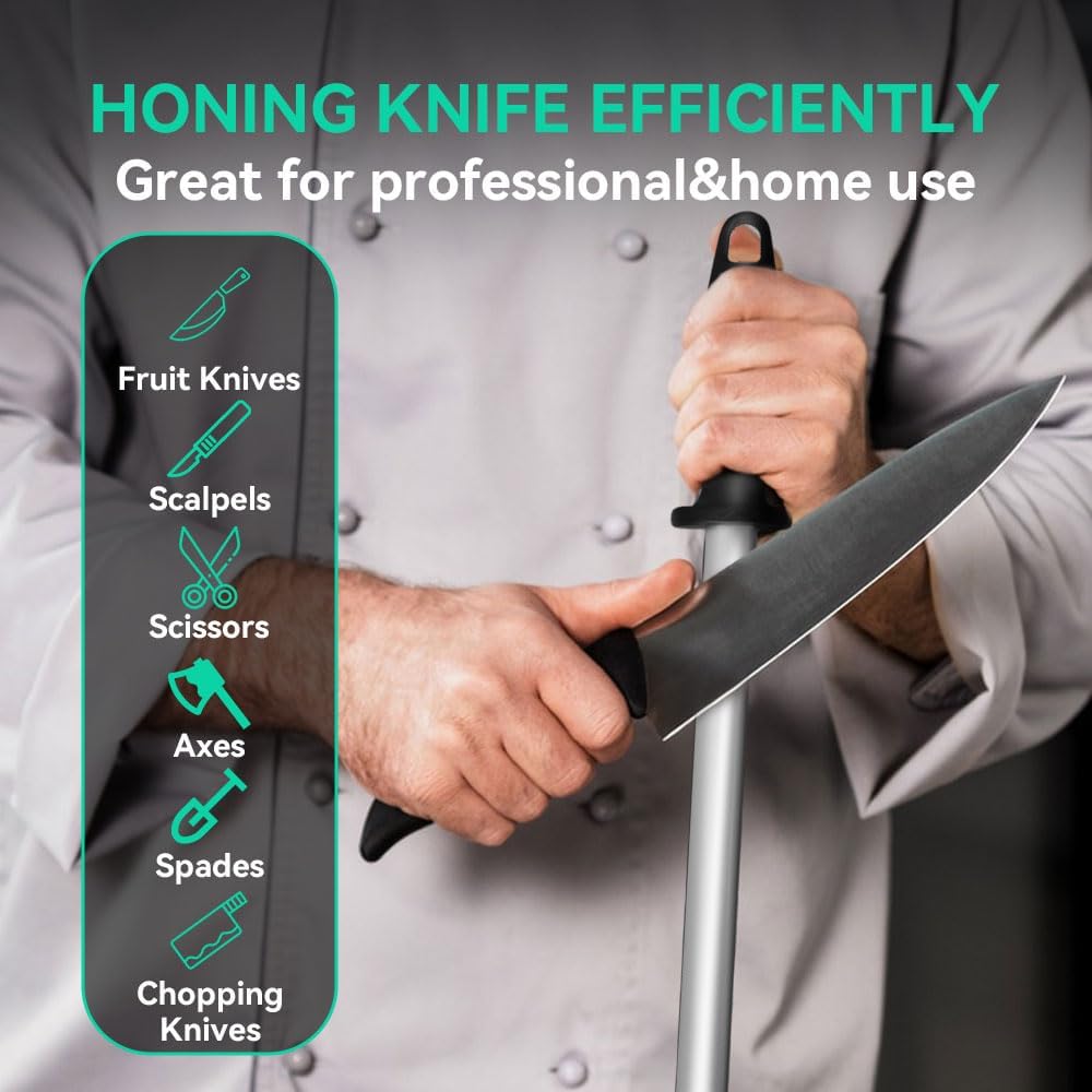 Kota Japan elegant-design sharpening rod blends with any kitchen or workshop.