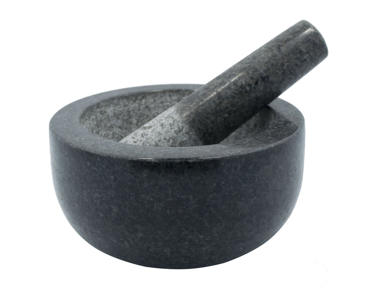 Kota Japan large black granite mortar and pestle for durable spice grinding