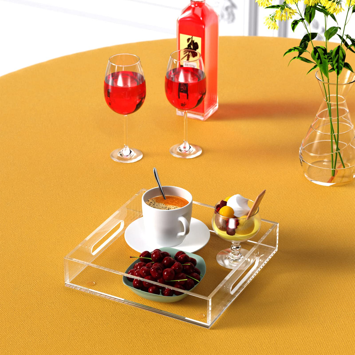 KOTEMON serving tray features built-in handles for easy transport