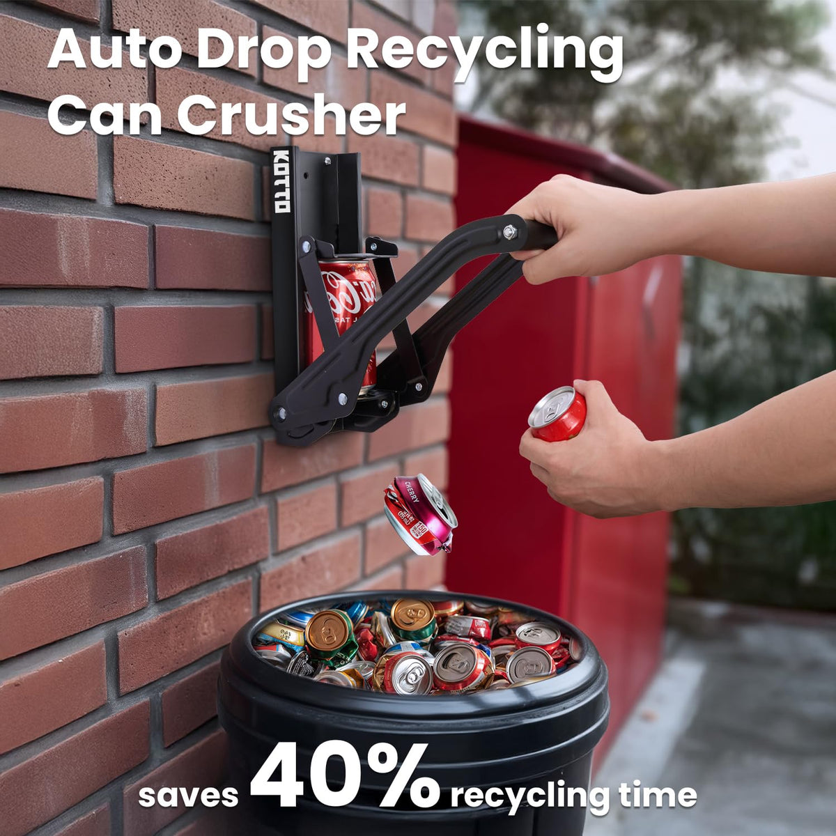 KOTTO auto-drop system showcases hands-free crushing for easy waste management.