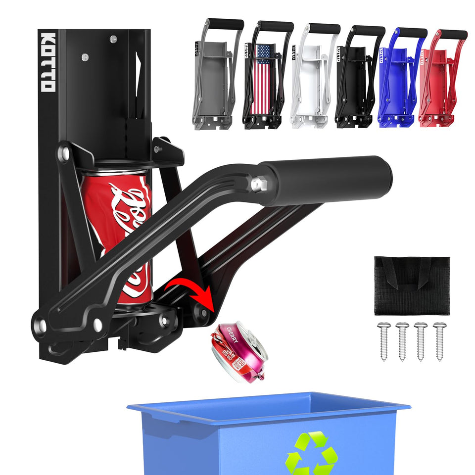 KOTTO can crusher wall-mounted with compact design ideal for kitchen recycling.