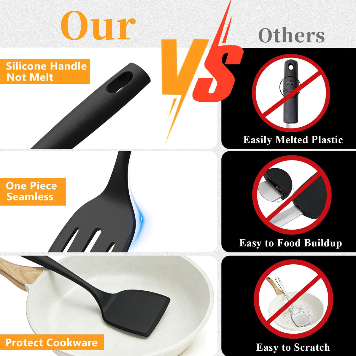 KoudHug spatula showing heat resistance up to 600°F for high-heat cooking