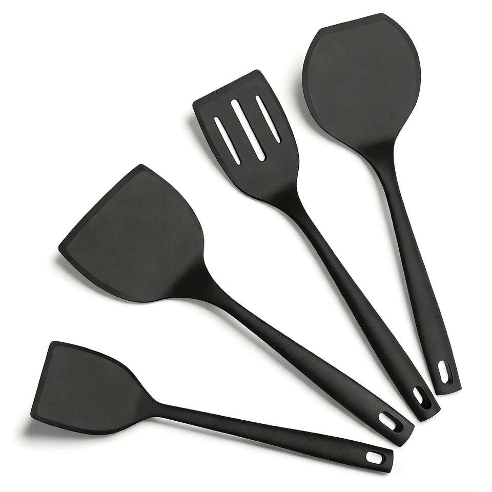 KoudHug silicone spatula set, full view for versatile flipping and scraping in any pan