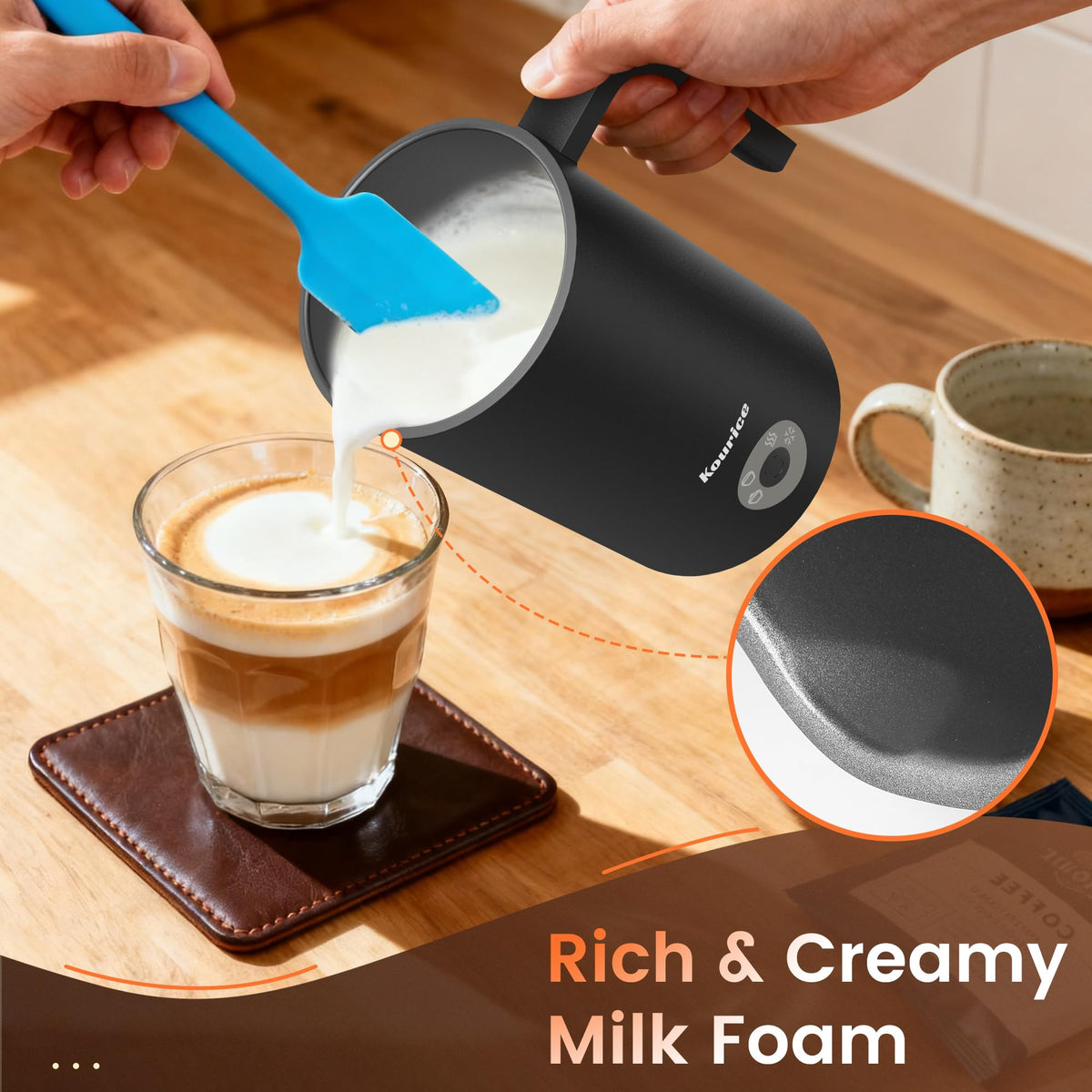 Kourice Milk Frother 4-in-1 auto shut-off safety feature