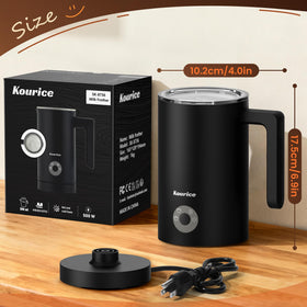 Kourice Milk Frother 4-in-1 compact design on a small kitchen counter