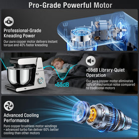 Pro copper motor powers strong kneading in the Kourice mixer