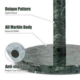 Koville Alpi Green marble paper towel holder side view highlighting height for dispensation.