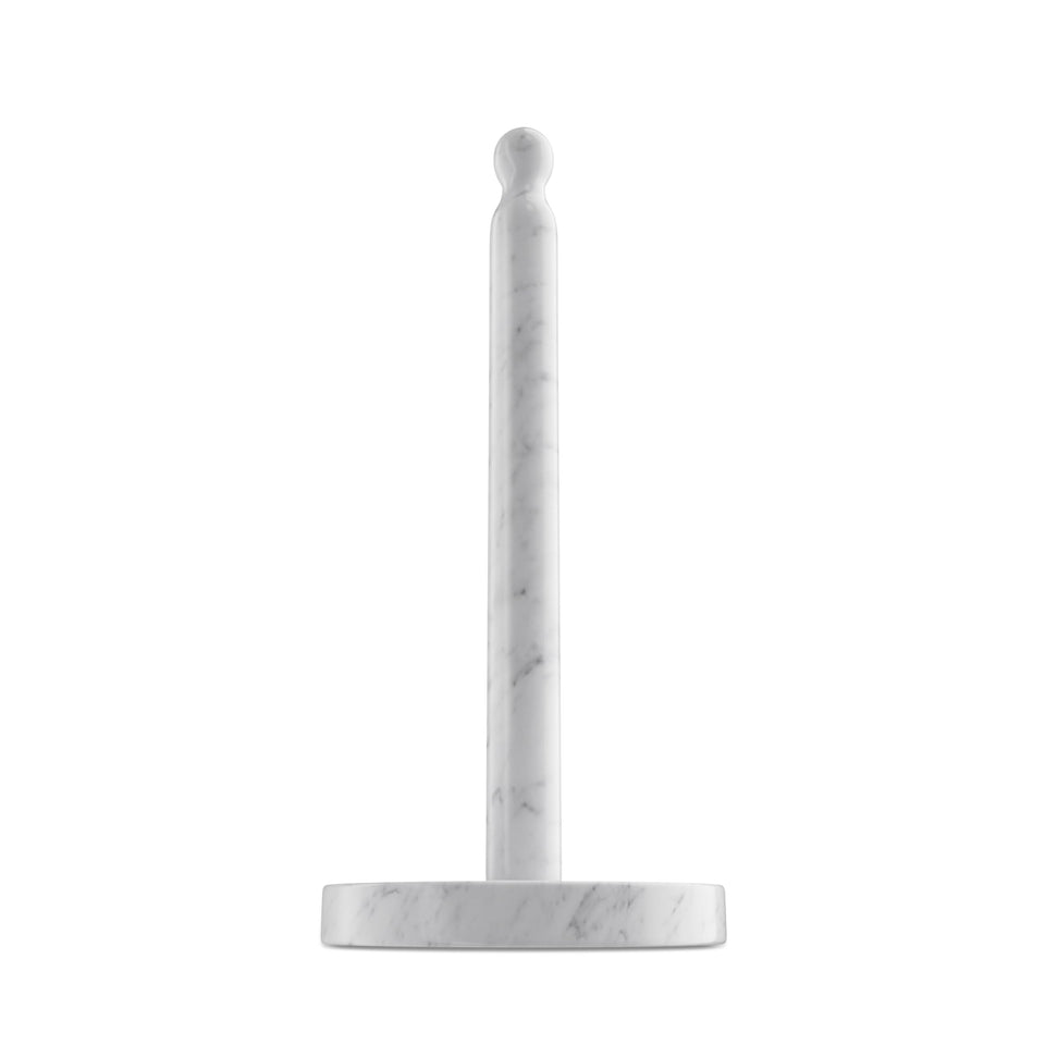 Koville Carrara marble base paper towel holder showing natural veining for stable kitchen storage.