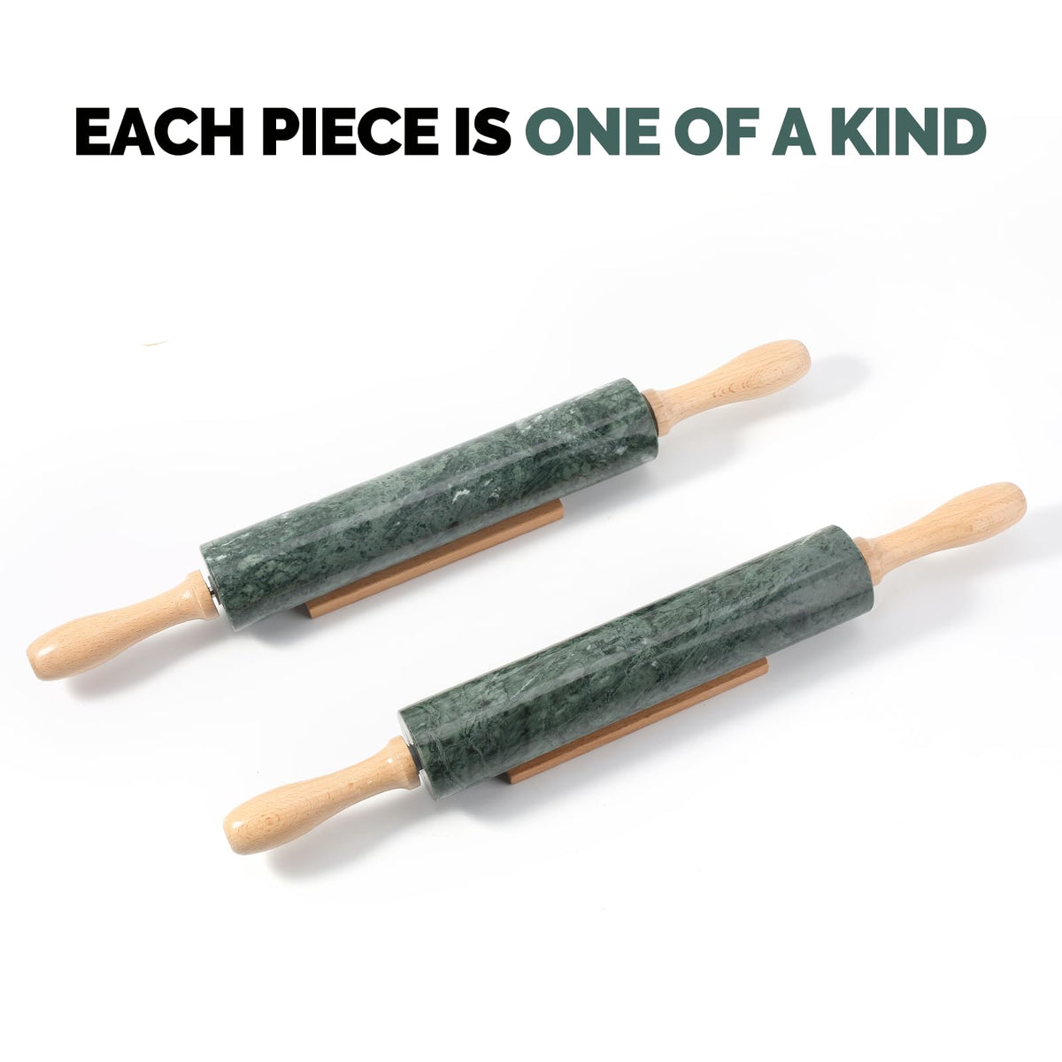 Koville easy-clean marble rolling pin cleans quickly with a damp cloth.