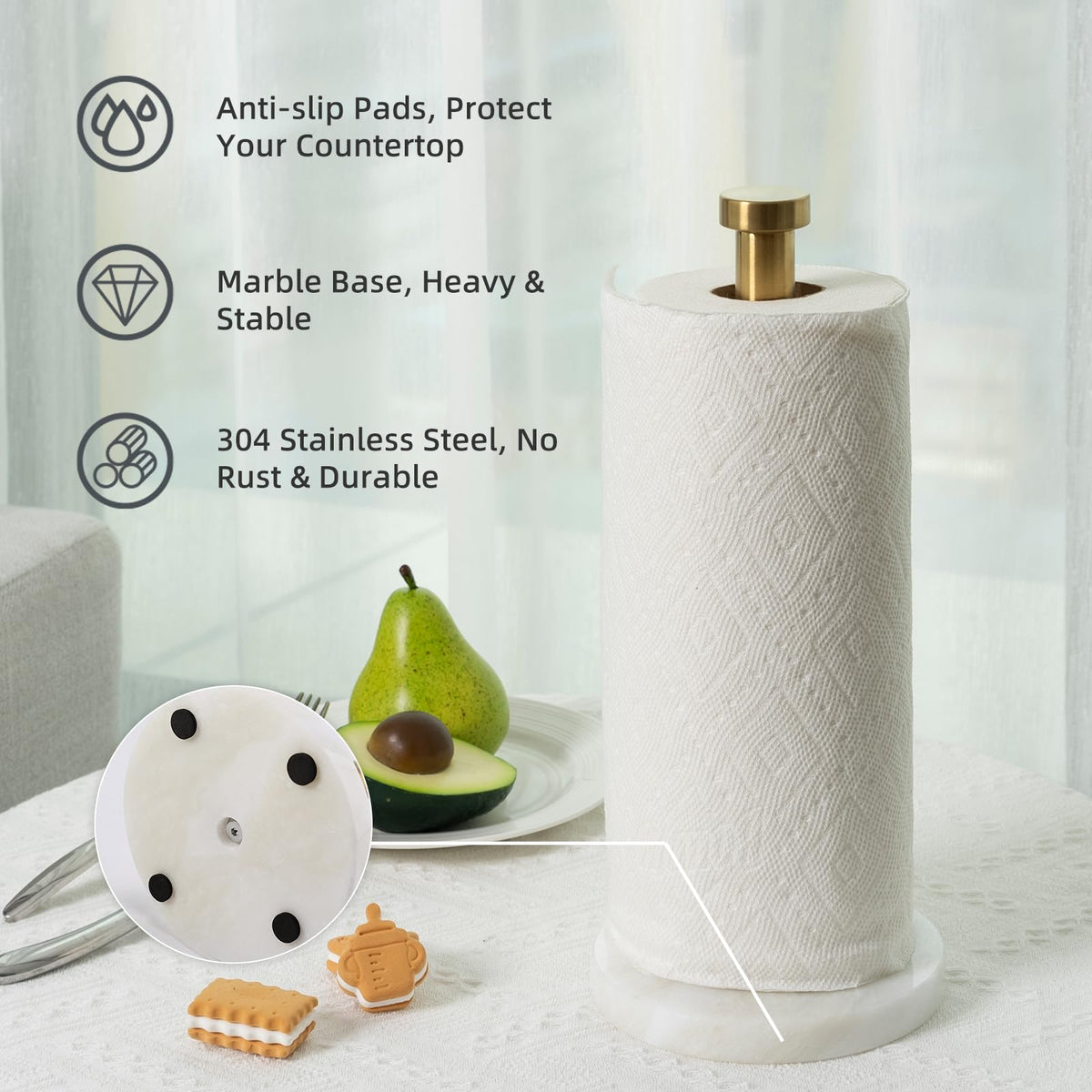 Gold rod adds a refined, modern touch to kitchen decor.