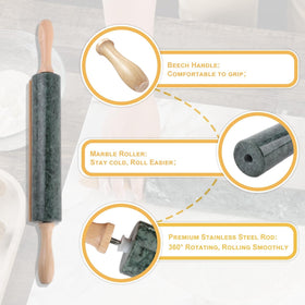 Koville heavy rolling pin weighs 2.87 lb for stable rolling.