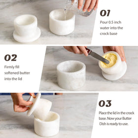 Koville marble butter dish closeup reveals organic veining