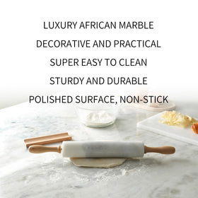 Koville Marble Rolling Pin closeup, showcasing one-of-a-kind crystals.