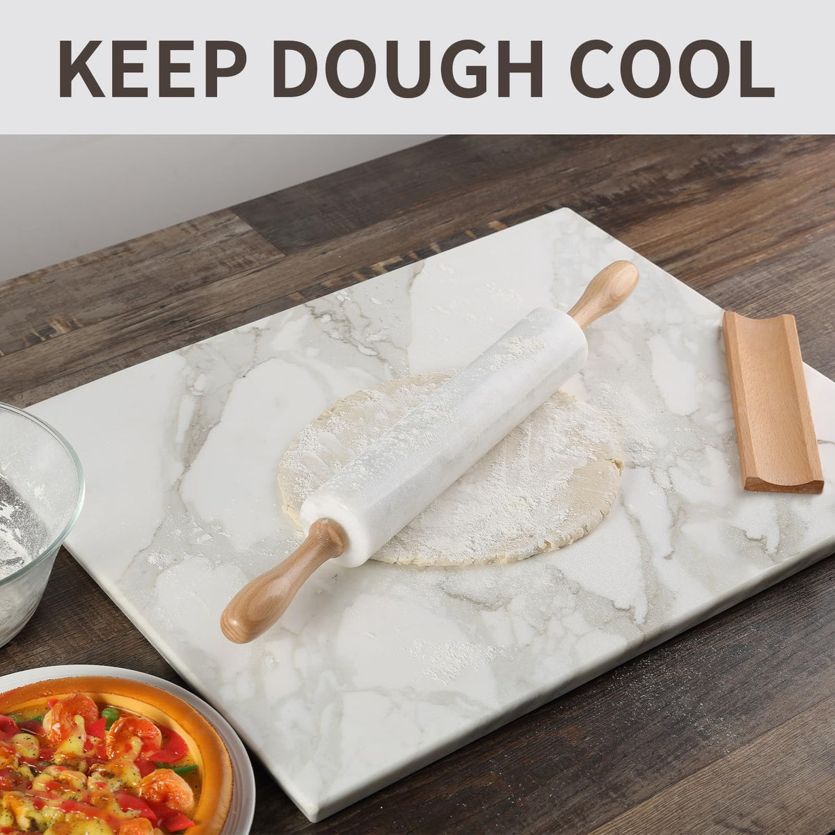 Koville Marble Rolling Pin after use, easy cleaning.