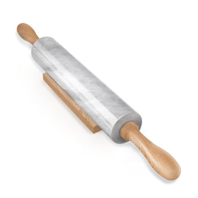 Koville Marble Rolling Pin side view, smooth glide and unique stone pattern.