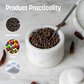 Koville open-lid marble jar offers easy-access spice storage.