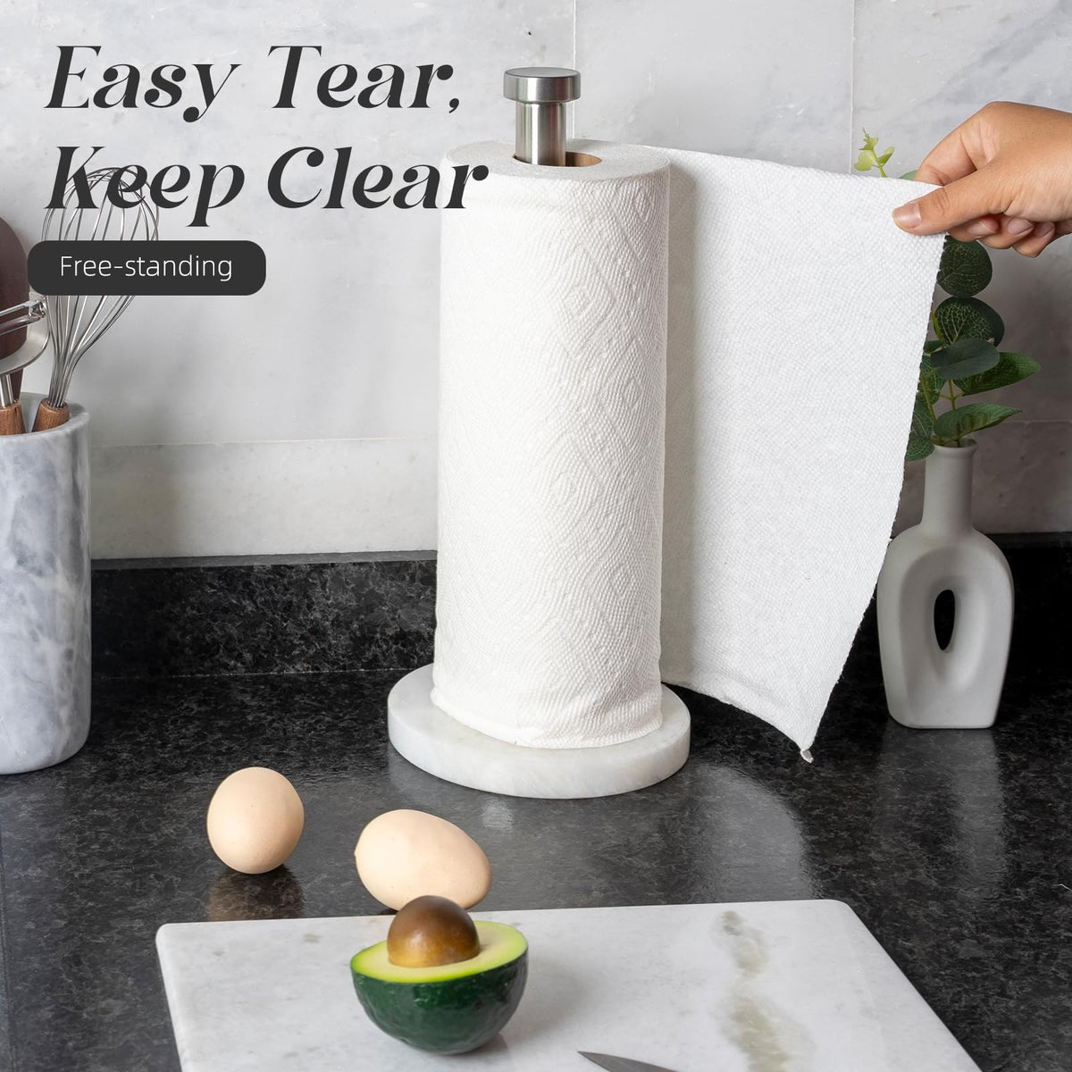 Koville sturdy 2.15 lb marble base ensures stable counter placement.