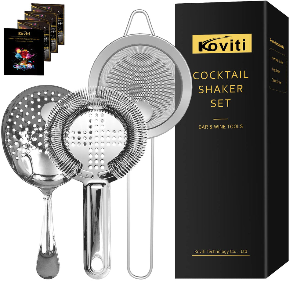 Koviti Hawthorne strainer on bar setup for smooth cocktail pouring.