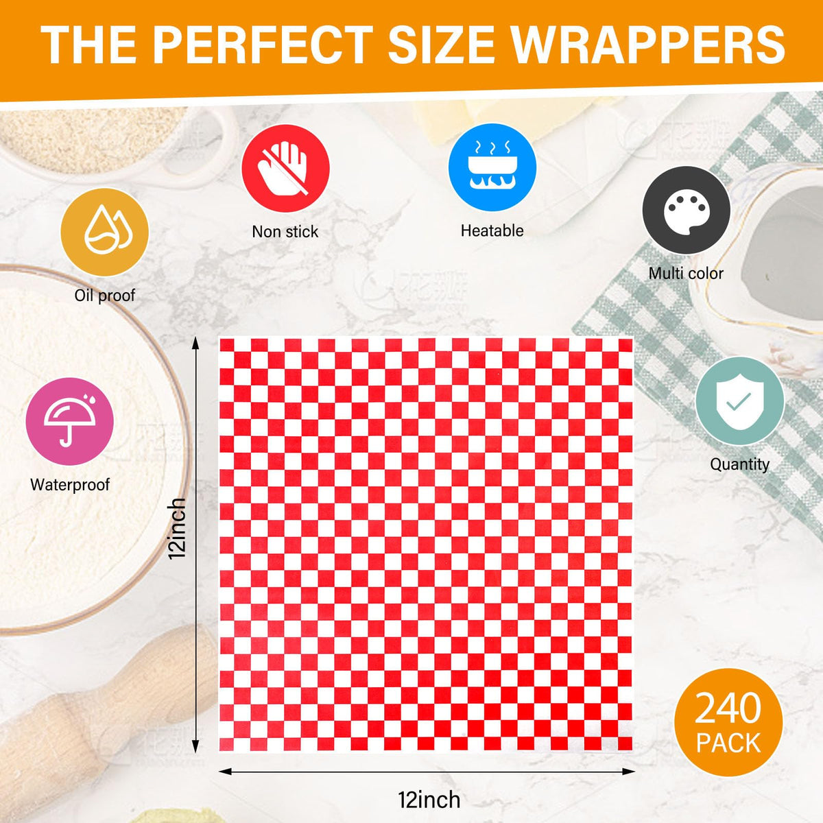 Kovpnor grease-resistant 12x12in deli sheets keep sandwiches tidy and appealing.