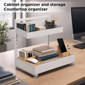 Kovryx bathroom and kitchen organizer keeps essentials neatly organized.