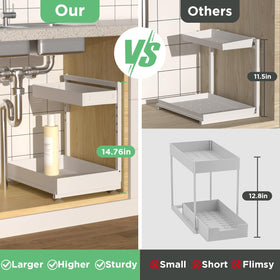 Kovryx height-adjustable shelf customizes storage depth and fit.