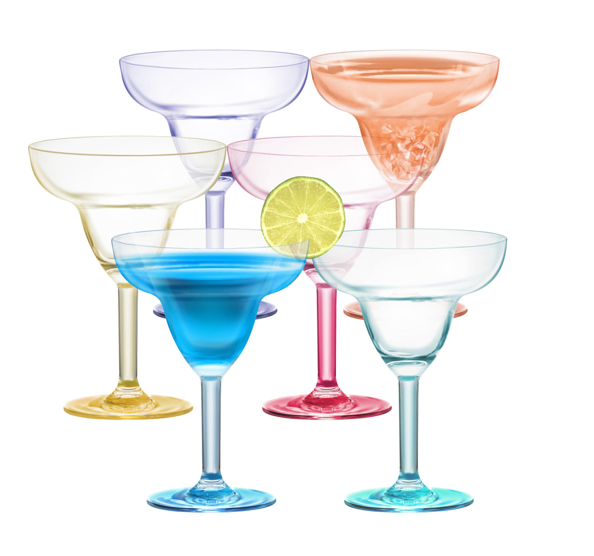 KOXIN-KARLU Classic 12oz margarita glasses in multicolor, ideal for vibrant entertaining