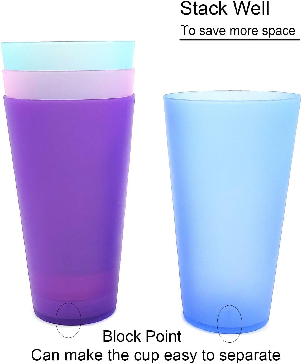 Coastal color tumbler stackable design saves kitchen space.